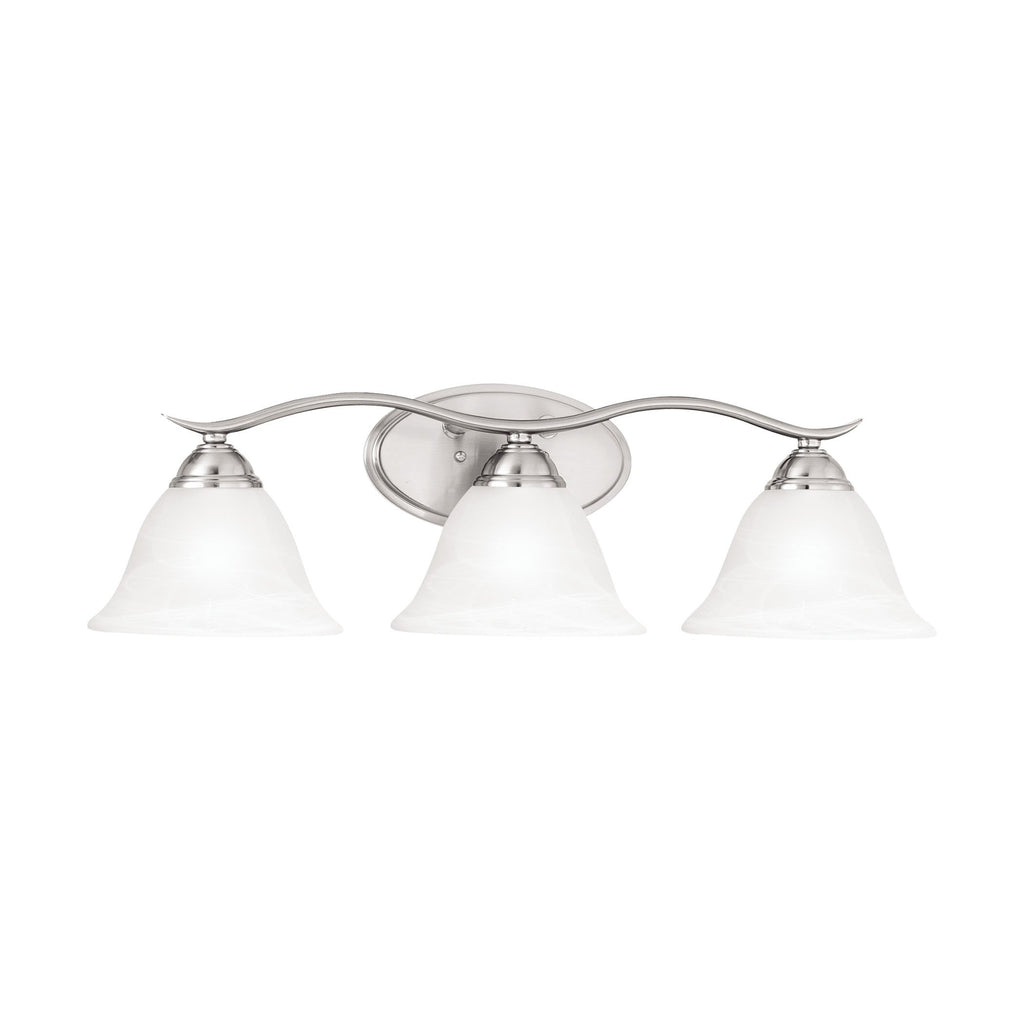 Prestige 3-Light Bath Vanity Fixture in Brushed Nickel Wall Thomas Lighting 