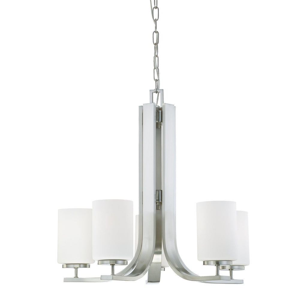 Pendenza 5-Light Chandelier in Brushed Nickel Ceiling Thomas Lighting 