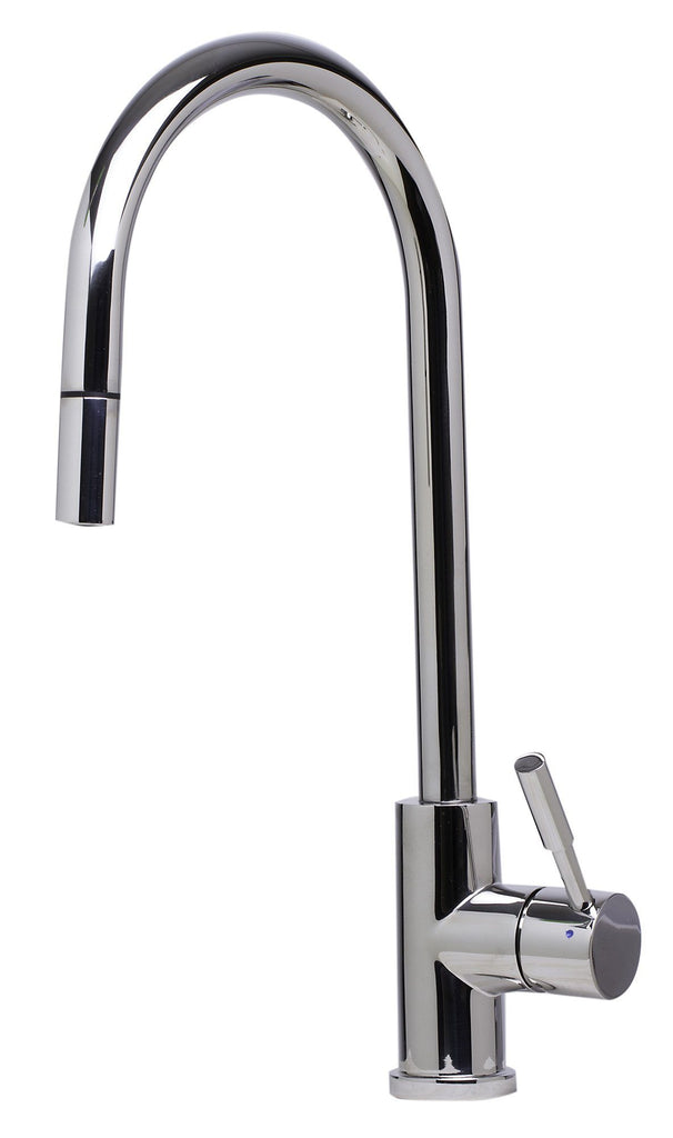 Solid Polished Stainless Steel Single Hole Pull Down Kitchen Faucet Faucets Alfi 