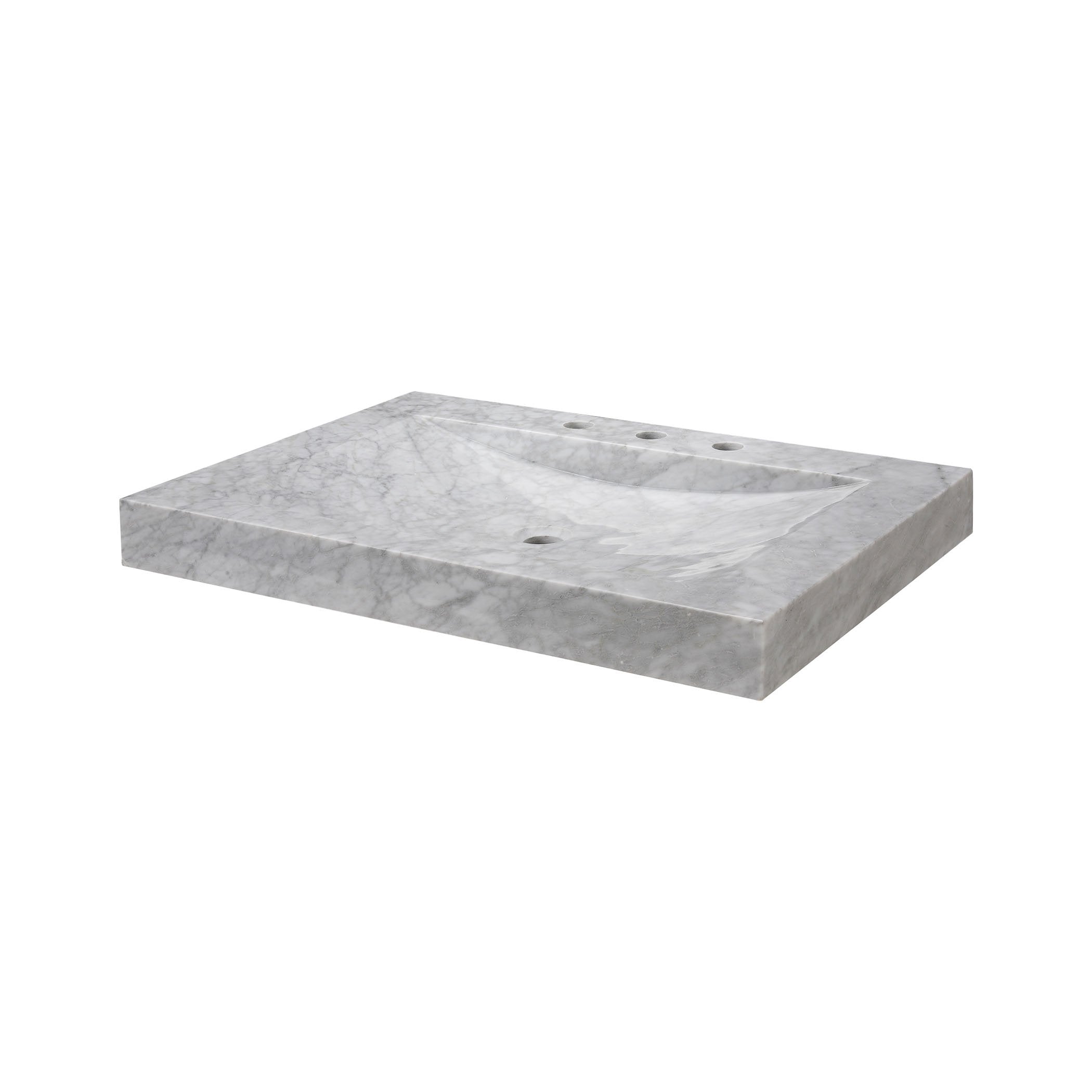 Stone Vanity Top - 24-inch White Carrara Marble Furniture Ryvyr 