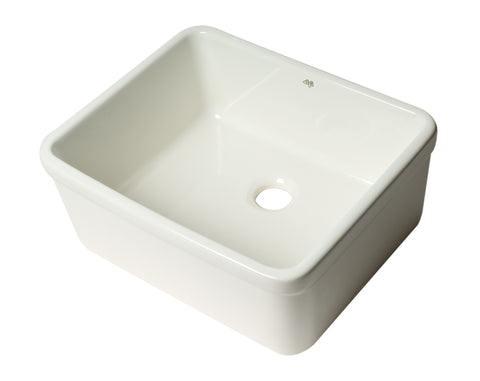 White 20" Single Bowl Apron Fireclay Farmhouse Kitchen Sink