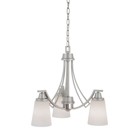 Wright 3-Light Chandelier in Matte Nickel Ceiling Thomas Lighting 