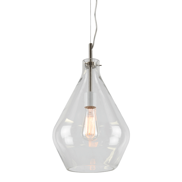 Glass Pendant - Bright Satin Nickel