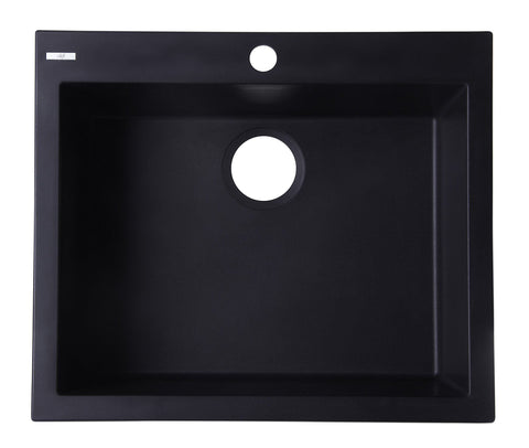 Black 24" Drop-In Single Bowl Granite Composite Kitchen Sink Sink Alfi 