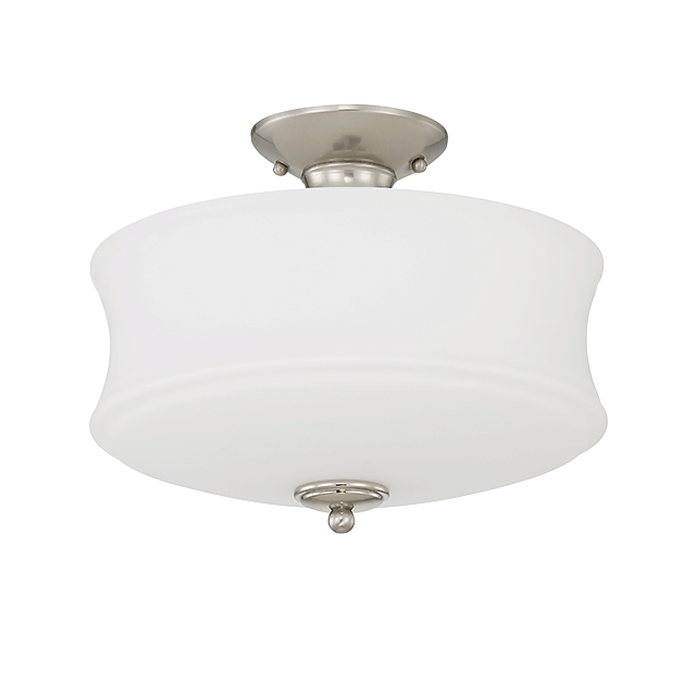 Three Light Semi Flush - Bright Satin Nickel