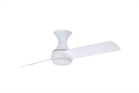 kathy ireland HOME by Luminance Brands Duo Flush Mount Ceiling Fan with Light | 54 Inch LED Lighting Fixture with Hugger Design, 2 Blades, and Wall Control, Satin White