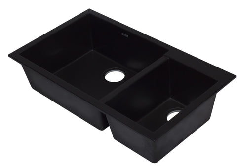 Black 34" Double Bowl Undermount Granite Composite Kitchen Sink Sink Alfi 