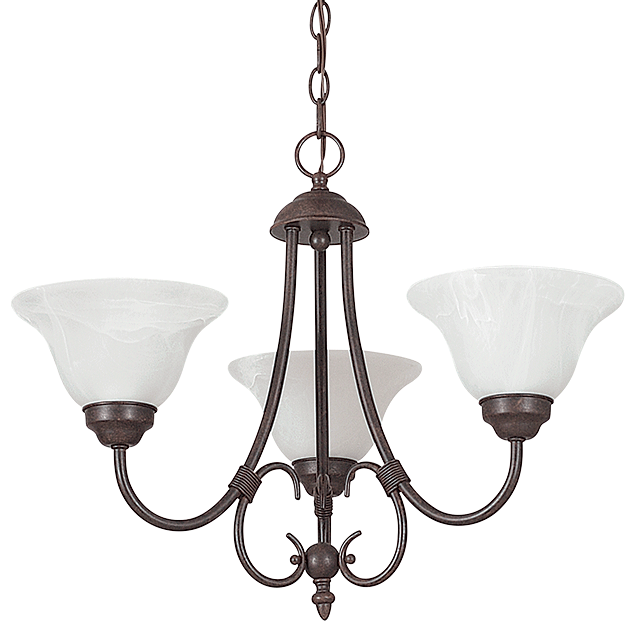 Three Light Chandelier - Rubbed Bronze