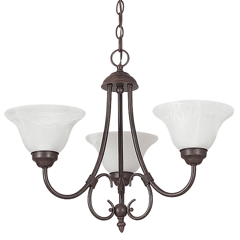 Three Light Chandelier - Rubbed Bronze