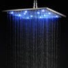 Brushed Nickel 12" Square Multi Color LED Rain Shower Head Faucets Alfi 