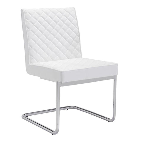 Quilt Armless Dining Chair White Set of 2 Furniture Zuo 