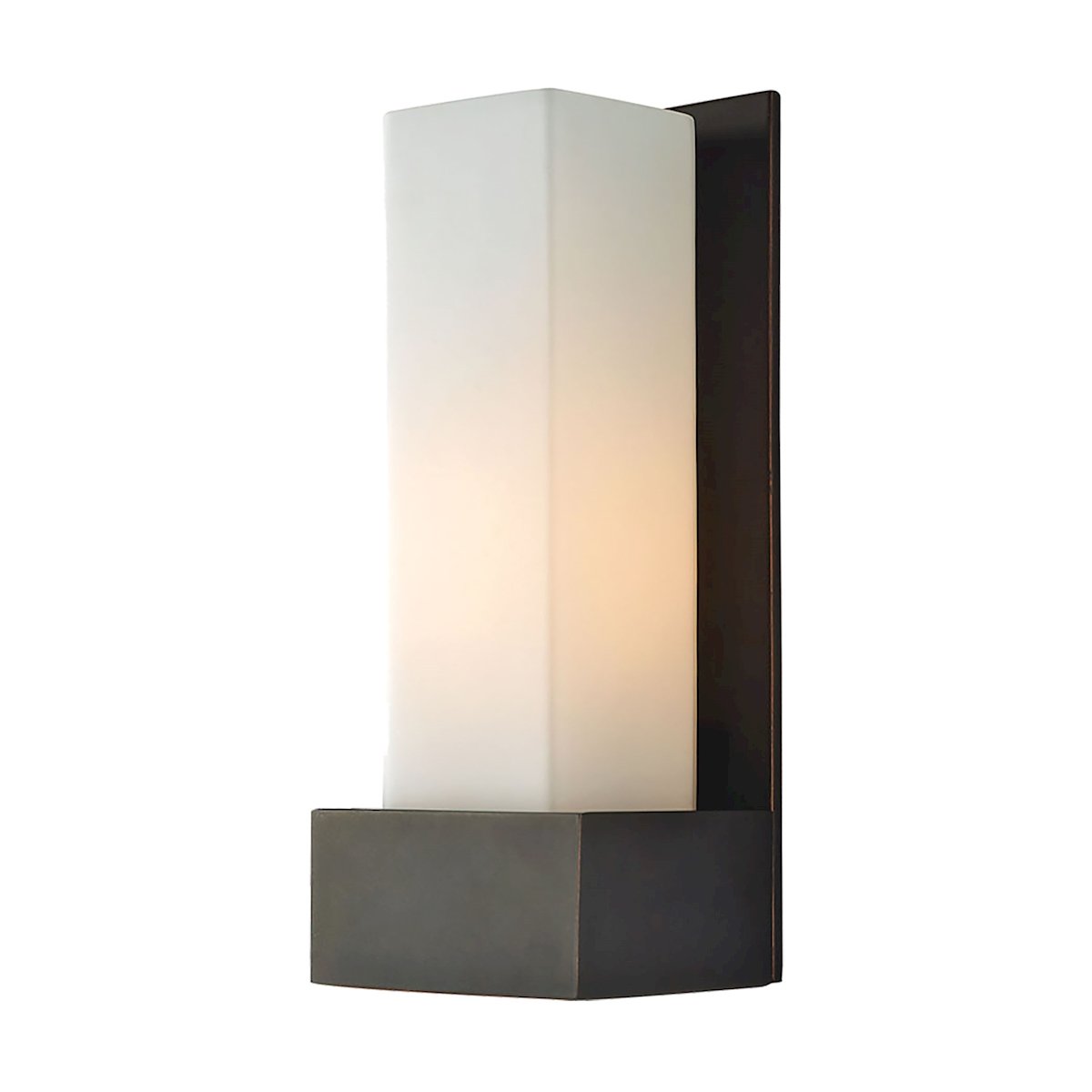 Solo Tall 1 Light Sconce In Oil Rubbed Bronze With White Opal Glass Wall Sconce Elk Lighting 