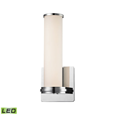 Baton 1 Light LED Wall Sconce In Chrome And White Opal Glass Wall Sconce Elk Lighting 