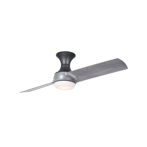kathy ireland HOME by Luminance Brands Duo Flush Mount Ceiling Fan with Light | 54 Inch LED Lighting Fixture with Hugger Design, 2 Blades, and Wall Control, Graphite