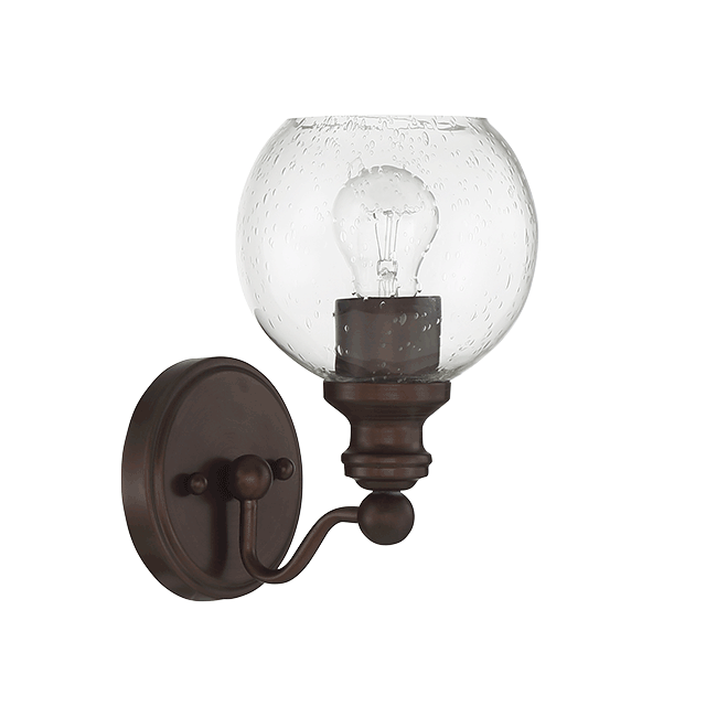 1 Lt Sconce With Clear Seeded Glass Globe Shade - Provincial Bronze