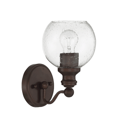 1 Lt Sconce With Clear Seeded Glass Globe Shade - Provincial Bronze